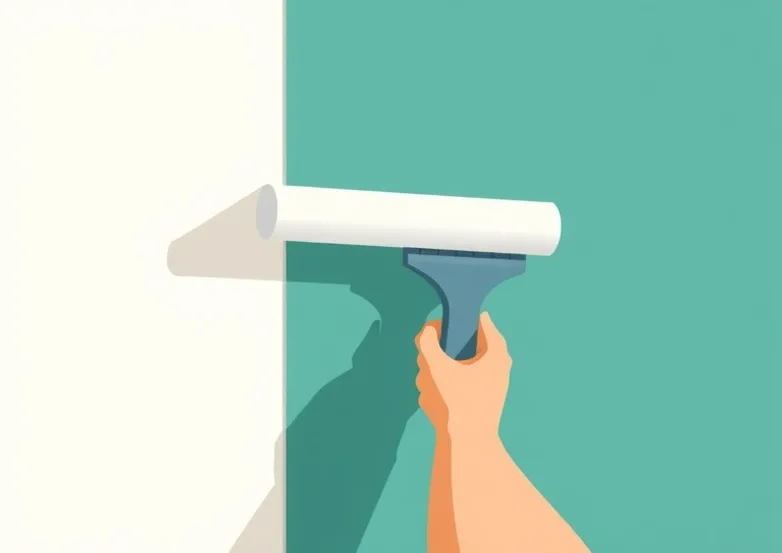 Pose de papier peint, rouleau et brosse à maroufler